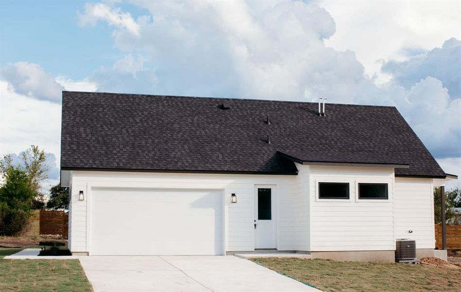 Side entry, oversized  garage.