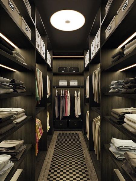 Extra-large primary closets can be completely customized and outfitted with Italian-made solutions. Rendering shown is an example and may not be representative of this unit.