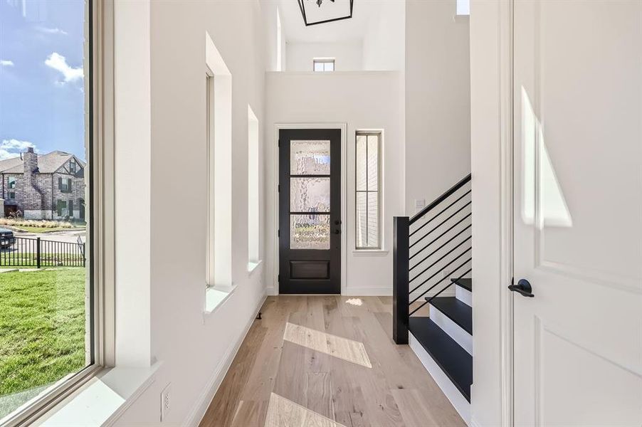 Foyer featuring light hardwood / wood-style flooring