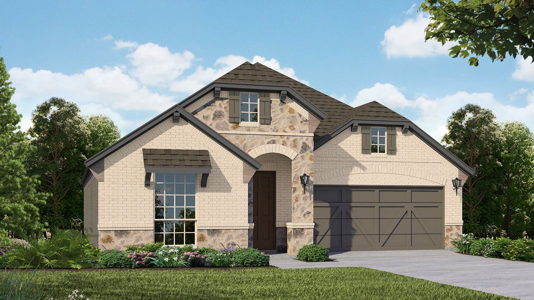 Plan 1522 Elevation C with Stone by American Legend Homes
