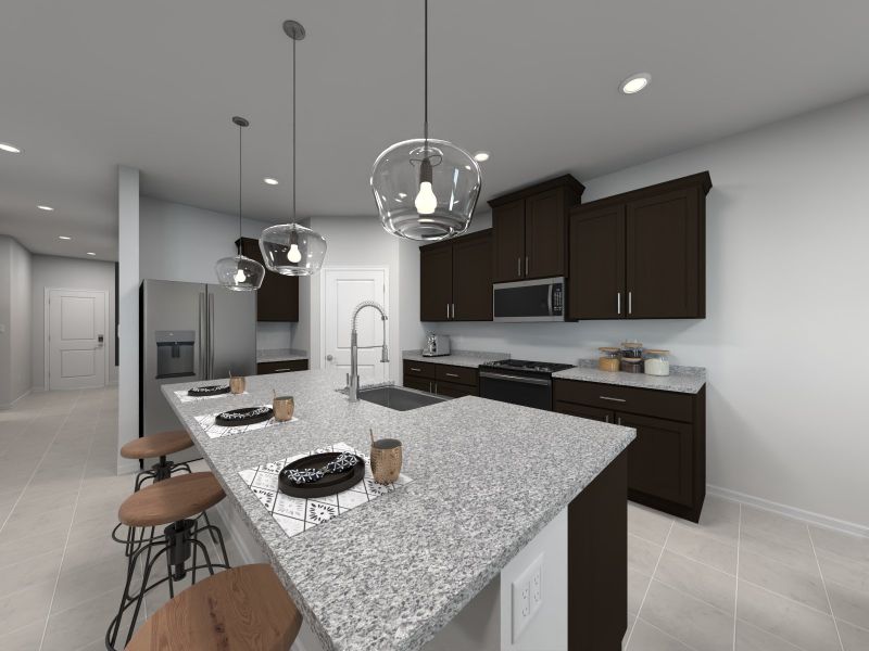 Virtual rendering of kitchen in Sierra floorplan