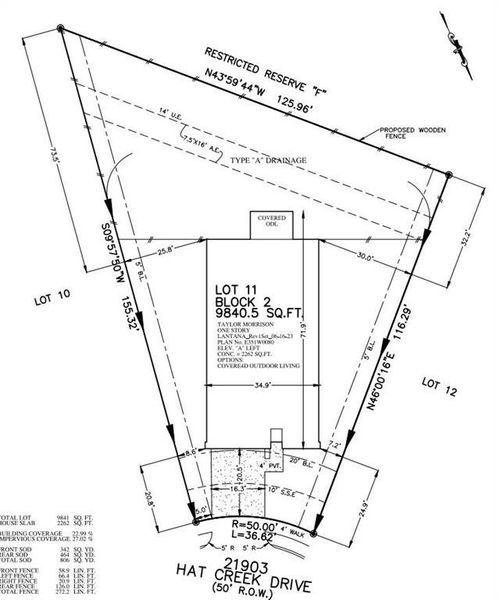 21903 Hat Creek Drive ~ preliminary plot plan