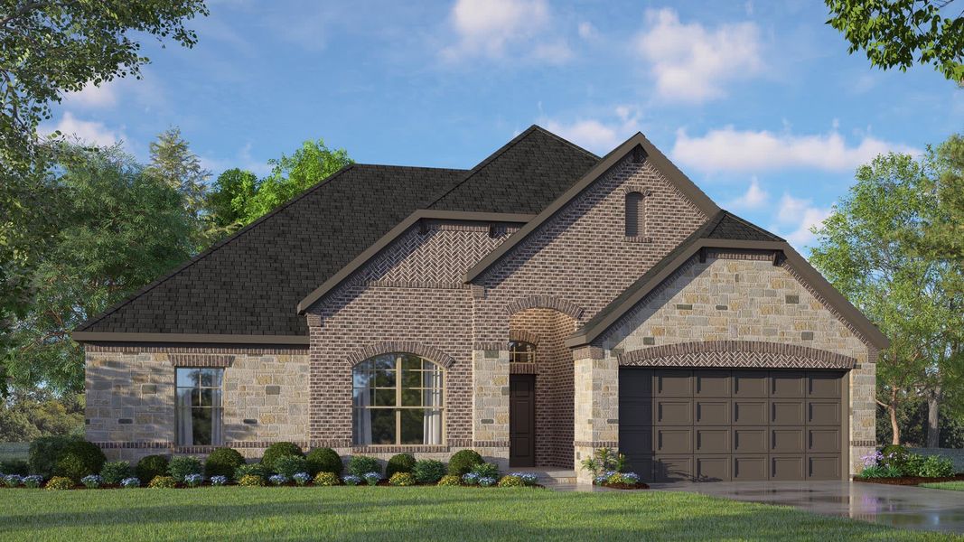 Elevation D with Stone | Concept 2027 at Villages of Walnut Grove in Midlothian, TX by Landsea Homes