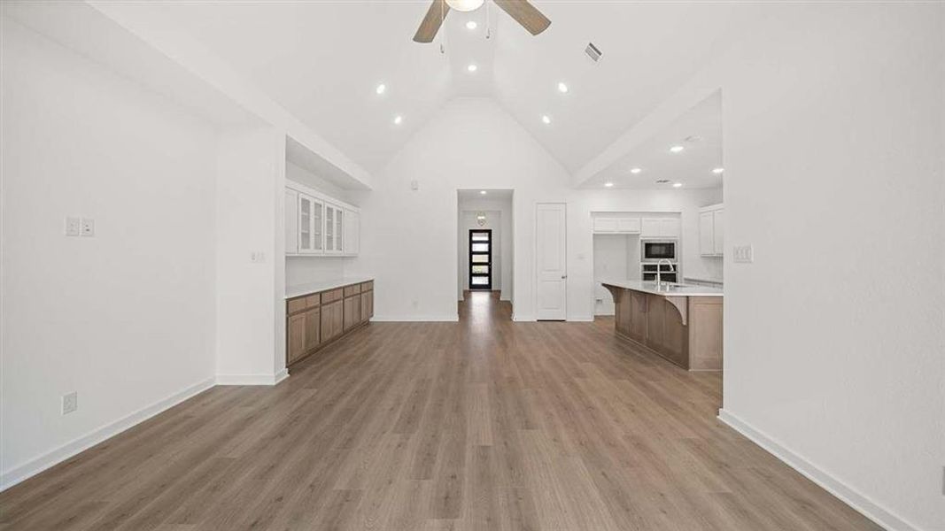 Family open to Dining room & Kitchen