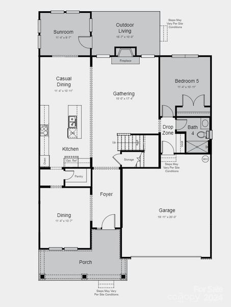 Structural options added include: first floor guest suite with stand up shower at bath 4, sunroom, fireplace, additional windows.