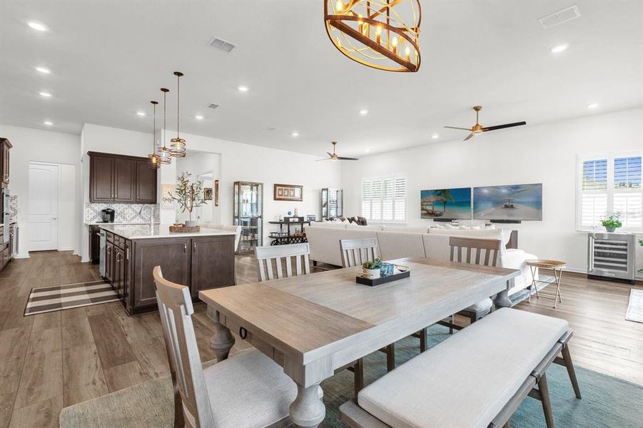 View of great room from dining area