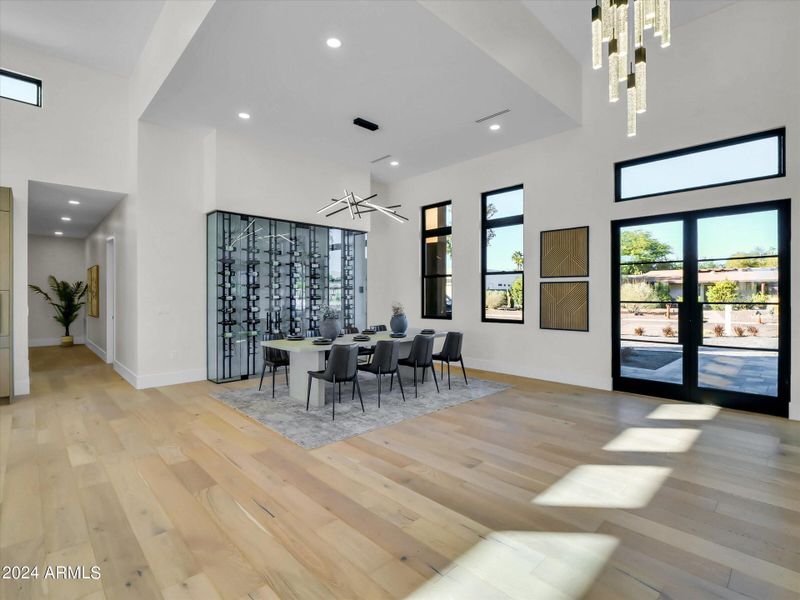 Wall Wine Cellar in Dining Area