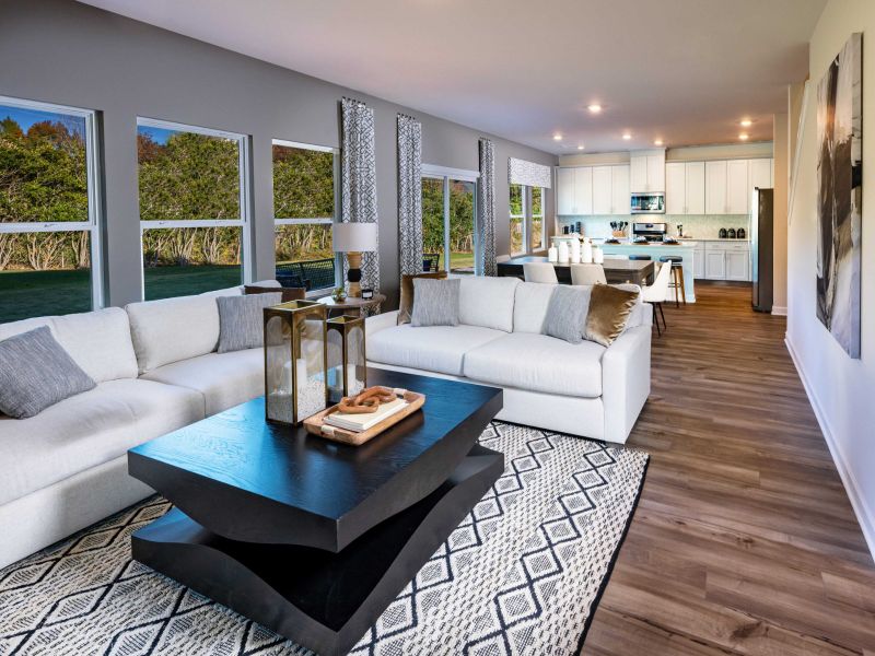 Great room in the Dakota floorplan at a Meritage Homes community in Spartanburg, SC.