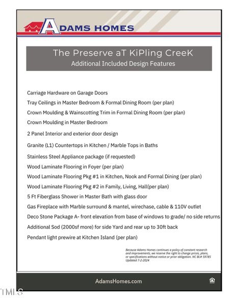 31-Kipling Creek builder included featur