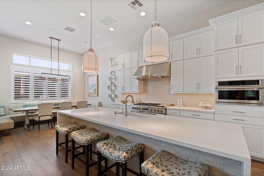 Sitting at the kitchen island