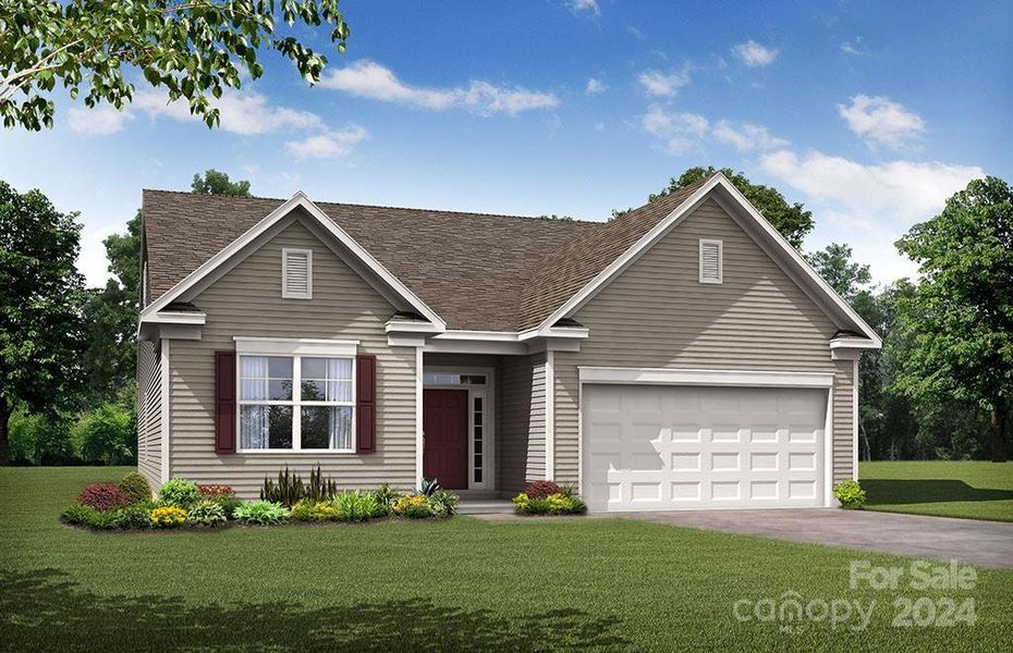 Homesite 3 could feature an Avery A floorplan with front-load garage.
