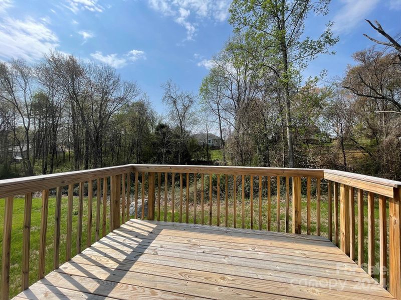 Large deck overlooking backyard