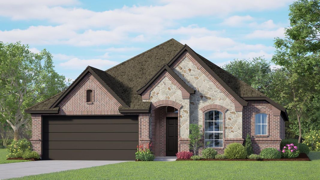Elevation D with Stone | Concept 1730 at Silo Mills - Select Series in Joshua, TX by Landsea Homes