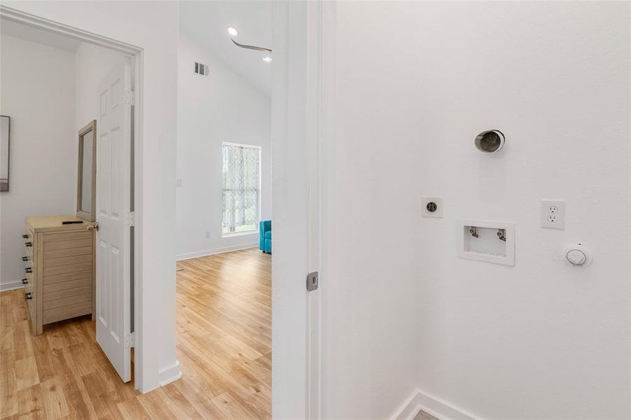 This is a view from the laundry closet into the hallway.