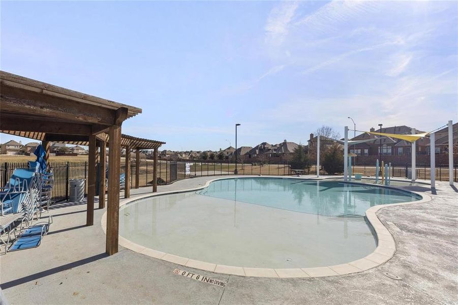 View of community pool featuring a patio