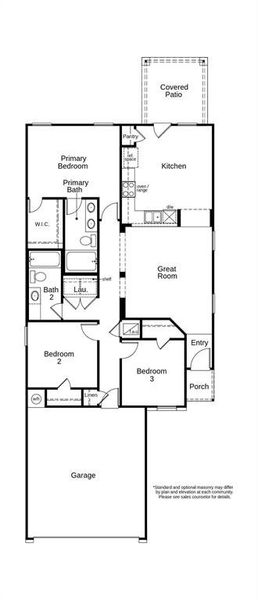 This floor plan features 3 bedrooms, 2 full baths and over 1,300 square feet of living space.