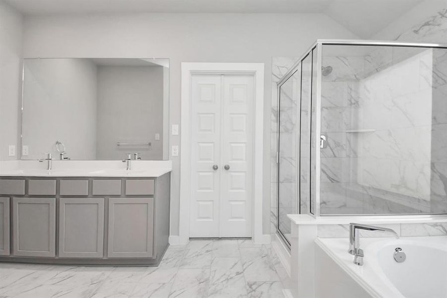 Step into a sanctuary of relaxation in your primary bathroom.