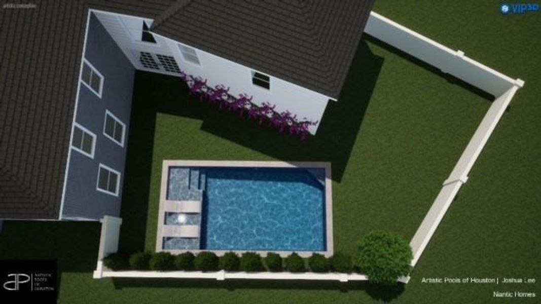 This is a rendering of a potential pool available to the buyer. Niantic Homes can add any custom changes you'd like for an additional cost.