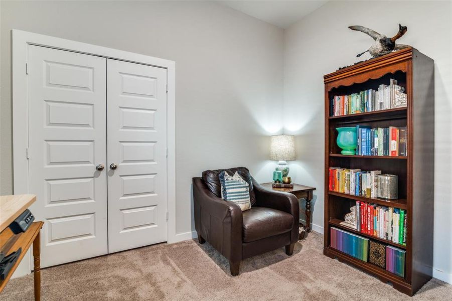 Living area with carpet