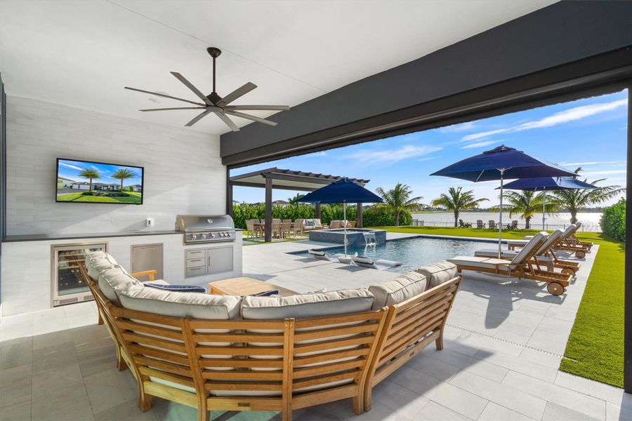 Covered patio with remote screens