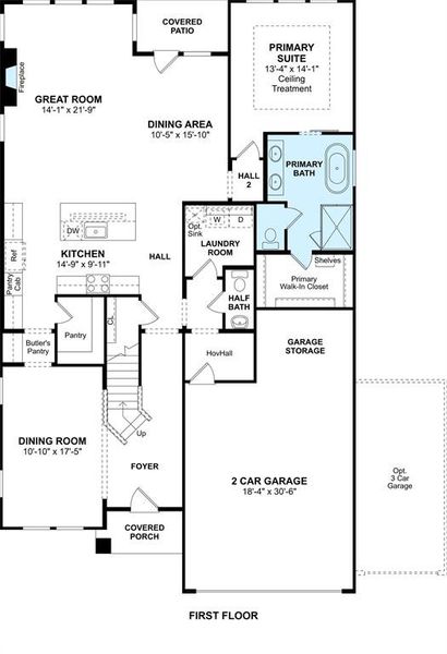 The El Paso floor plan by K. Hovnanian Homes. 1st Floor Shown. *Prices, plans, dimensions, features, specifications, materials, and availability of homes or communities are subject to change without notice or obligation.