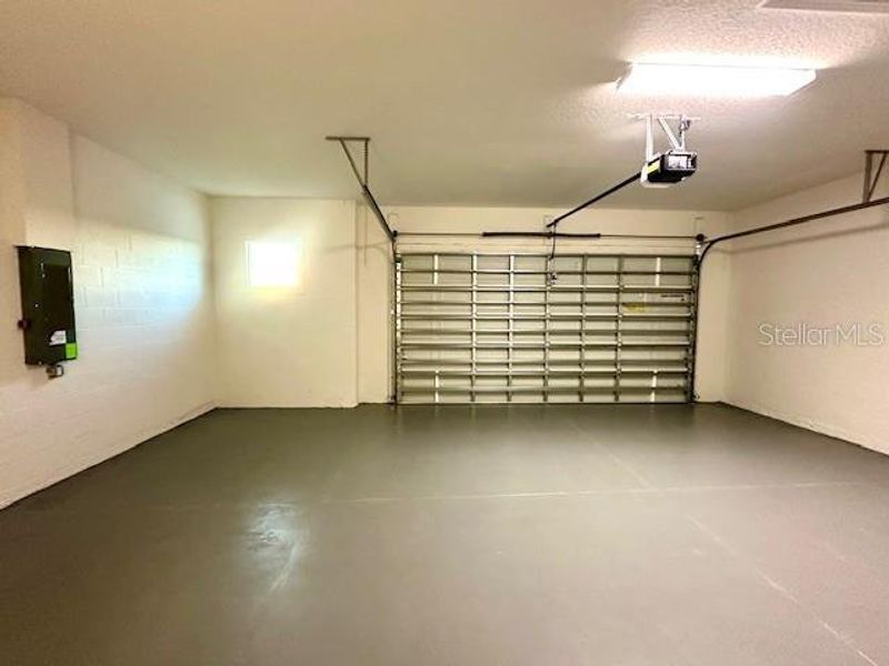 Oversized garage has room for a golf cart or workshop!