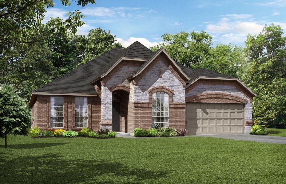 Elevation B with Stone | Concept 2671 at Oak Hills in Burleson, TX by Landsea Homes