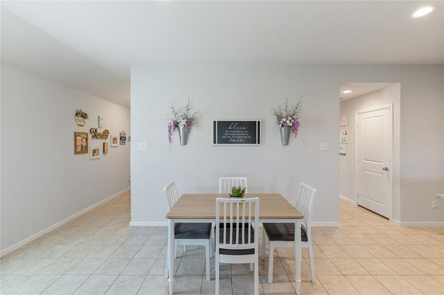 View of tiled dining space