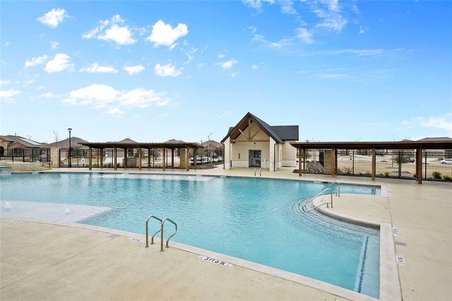 View of pool featuring a patio area