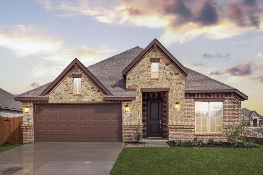 Elevation C with Stone | Concept 2186 at Summer Crest in Fort Worth, TX by Landsea Homes