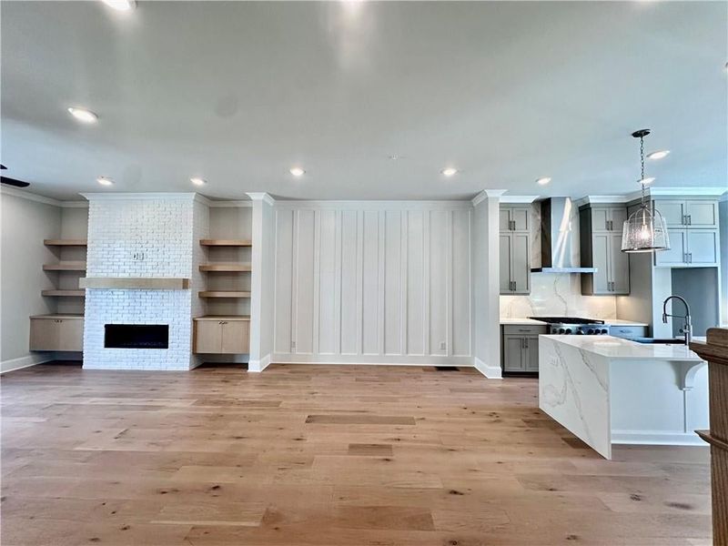 Beautiful wall trim to the dining room to give the wall some texture and elevate the space