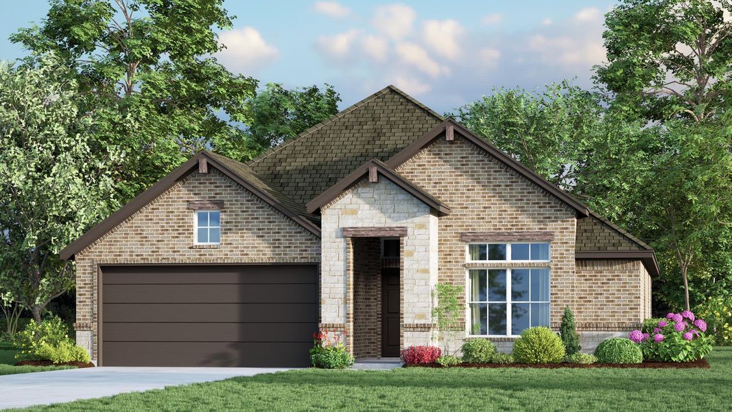 Elevation E with Stone | Concept 1730 at Silo Mills - Select Series in Joshua, TX by Landsea Homes