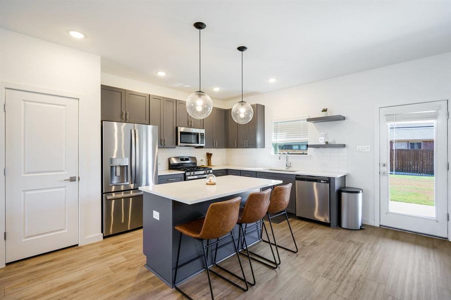 Kitchen with stainless steel appliances