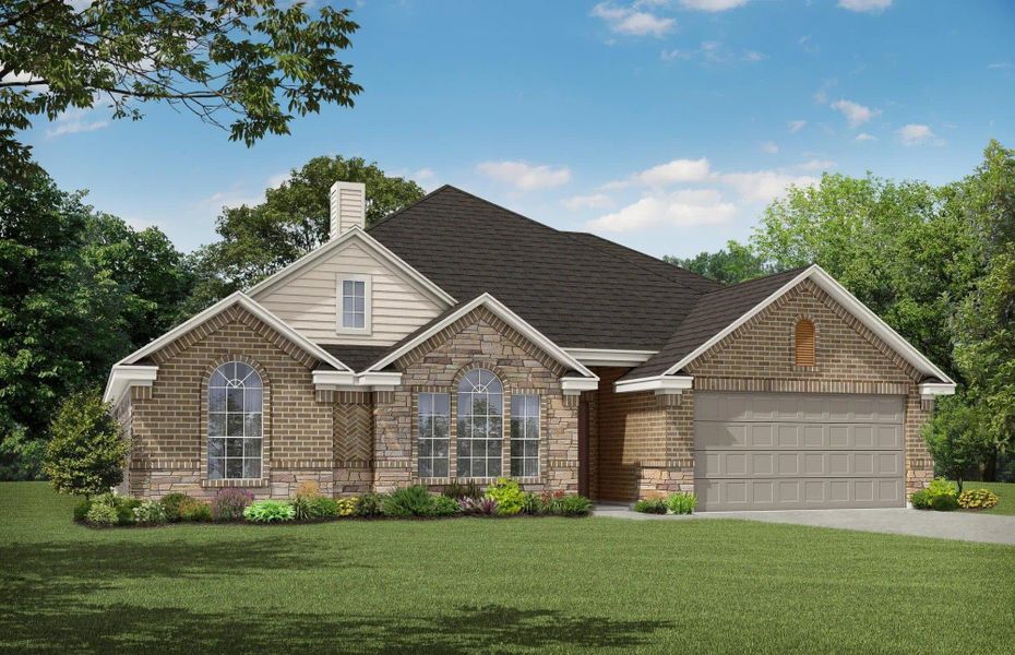 Elevation A with Stone | Concept 2379 at Belle Meadows in Cleburne, TX by Landsea Homes