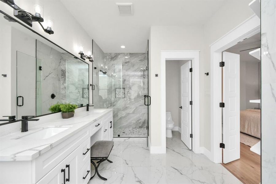 Primary bathroom: Spa-like retreat, modern design, tranquil ambiance, ultimate relaxation.