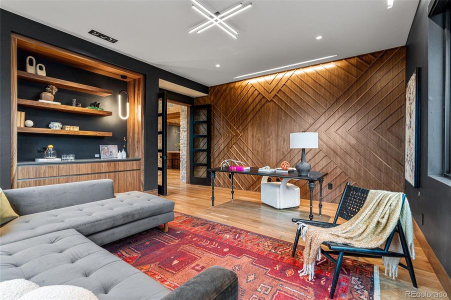 Main floor office with built-in cabinets