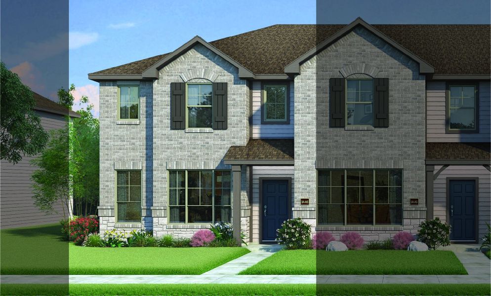 Crockett with Elevation 3A Stone Exterior 2023 Townhomes