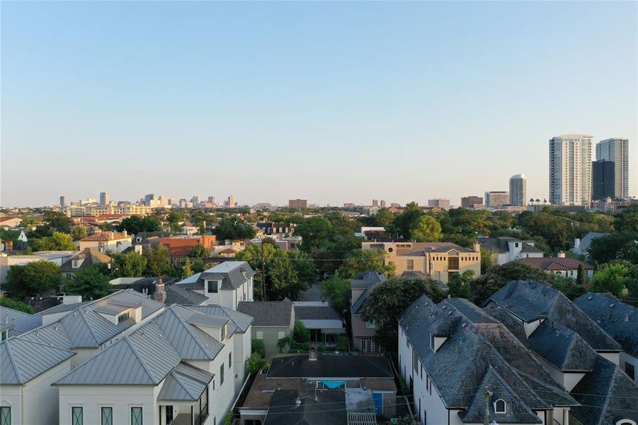 Southern-facing view toward Texas Medical Center. Shown at approximate height of 7th Floor. Views shown may not resemble actual unit view.