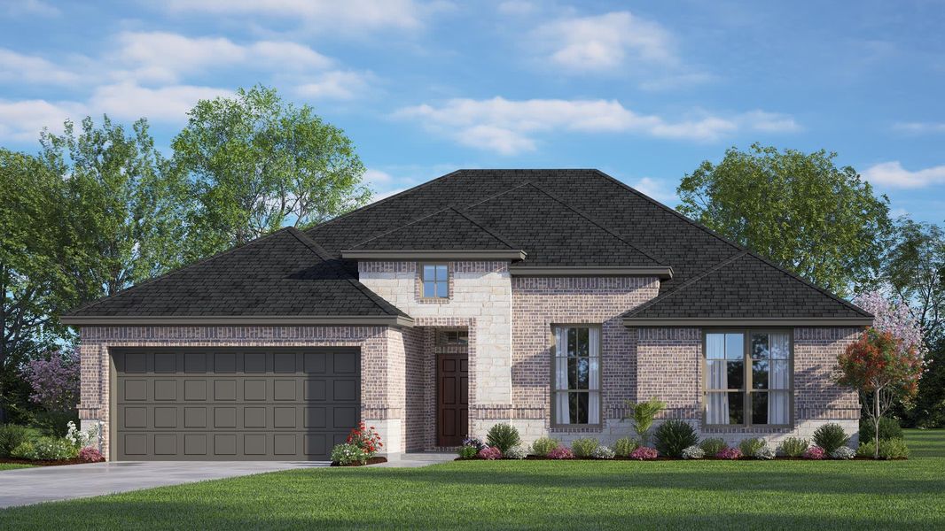 Elevation A with Stone | Concept 2027 at Villages of Walnut Grove in Midlothian, TX by Landsea Homes