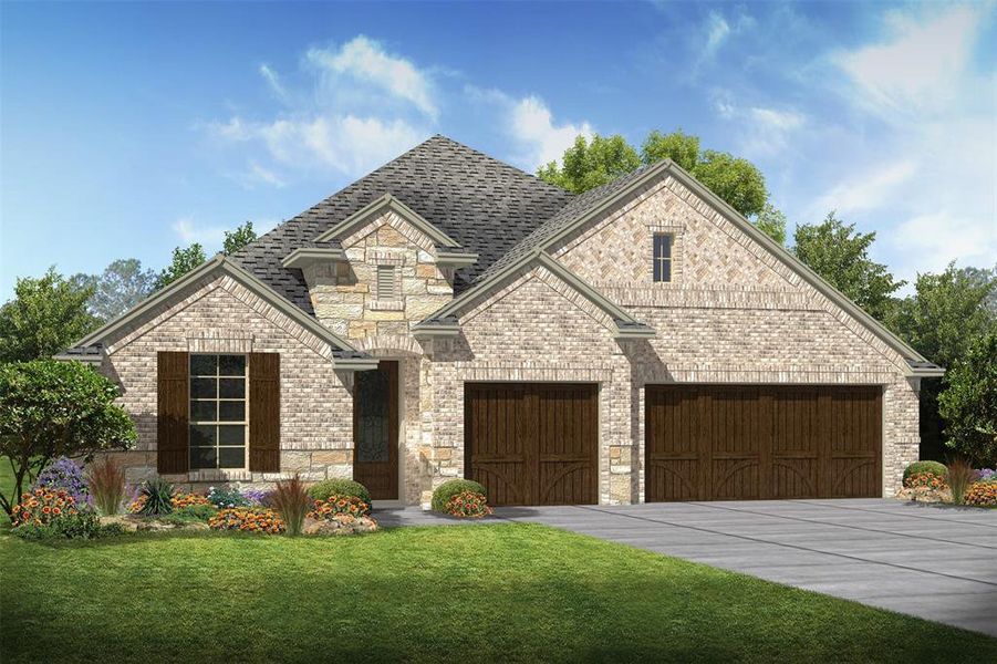Stunning Walden home design by K. Hovnanian® Homes with elevation B in beautiful Waterstone on Lake Conroe. (*Artist rendering for illustrative purposes only).