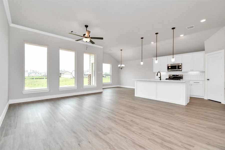 Open concept kitchen with kitchen island