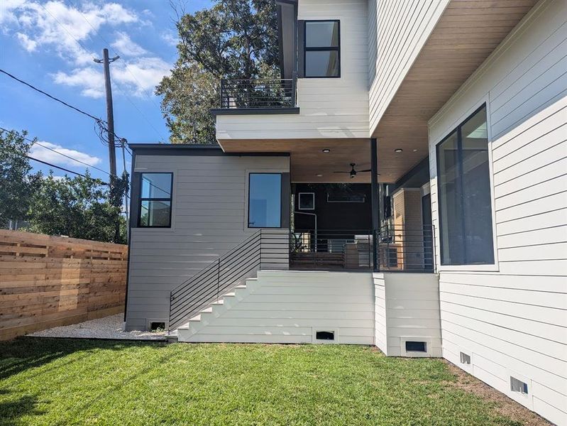 Rear hard in full view of both patio and family room to keep an eye on the kids.