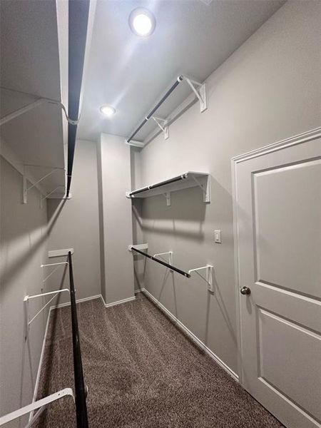Private door connects the laundry room to the master closet.