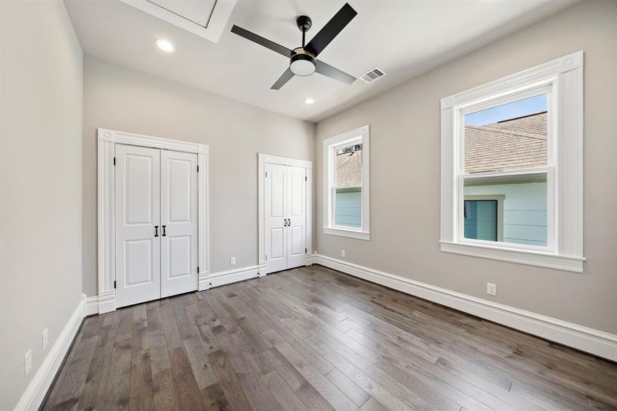 Another guest bedroom. This one with double closets. Attic access in here