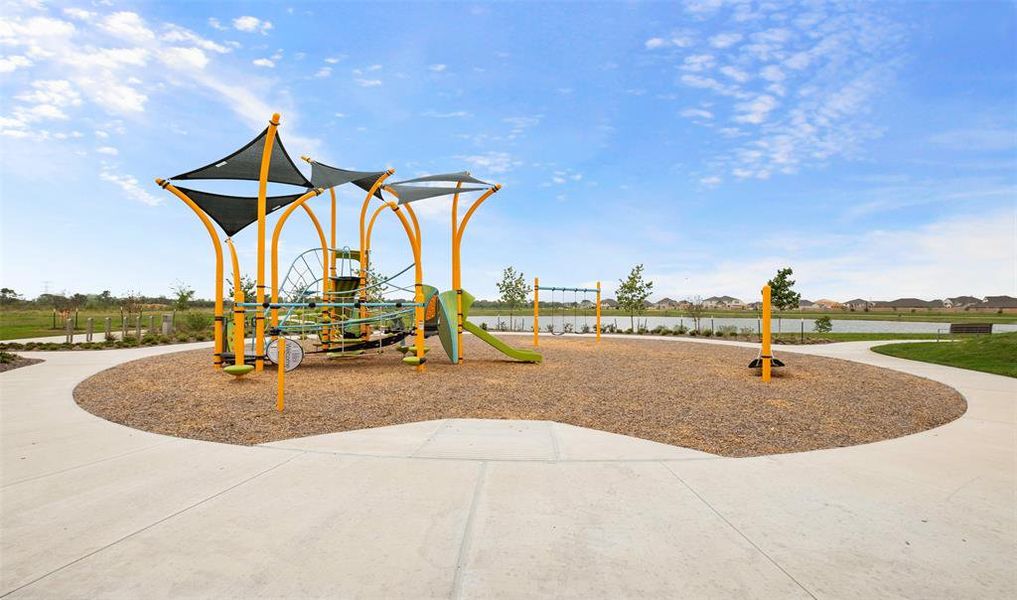 The neighborhood playground offers a convenient place for kids to unwind.