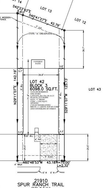 21910 Spur Ranch Trail preliminary plot plan