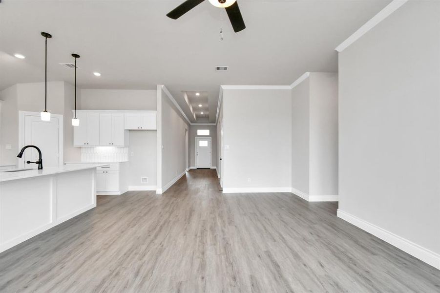 Open concept kitchen with kitchen island