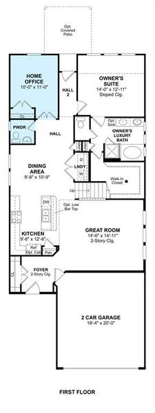 The Rochester floor plan by K. Hovnanian® Homes. 1st Floor shown. *Prices, plans, dimensions, features, specifications, materials, and availability of homes or communities are subject to change without notice or obligation.