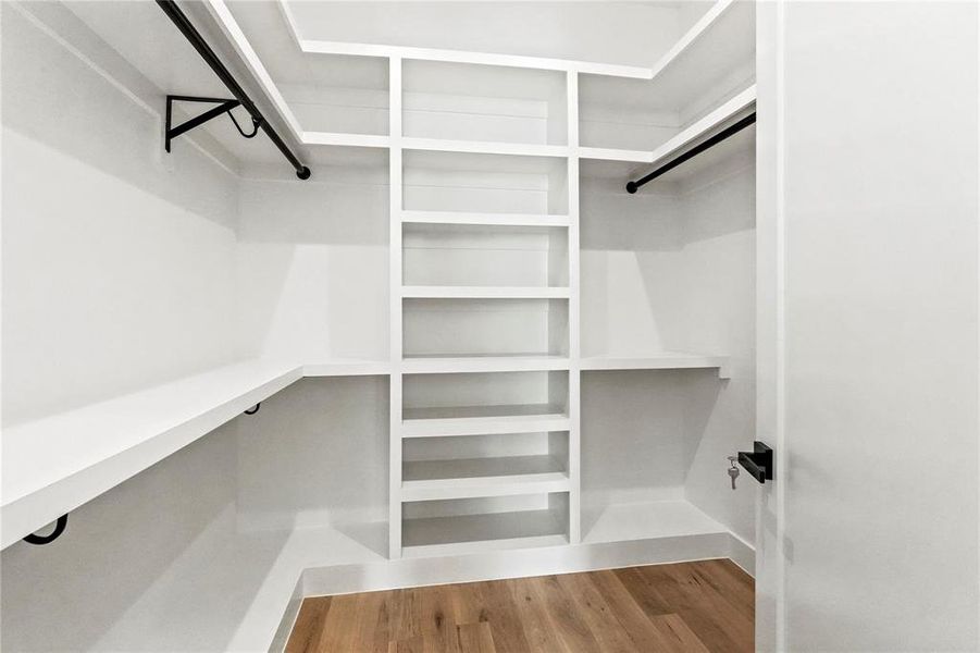 Spacious closet featuring hardwood / wood-style flooring