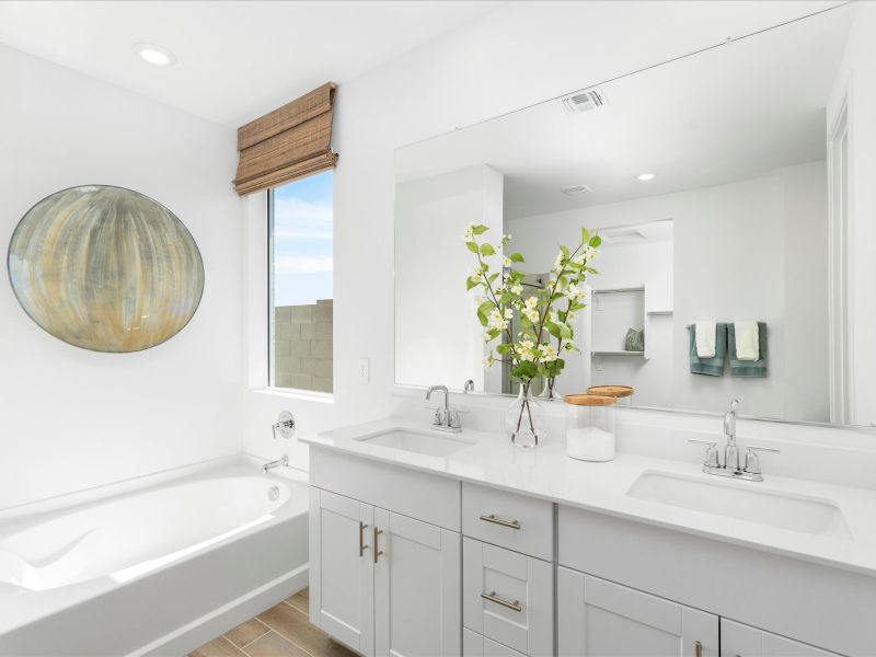 Bathroom of Onyx floorplan modeled at Silva Farms